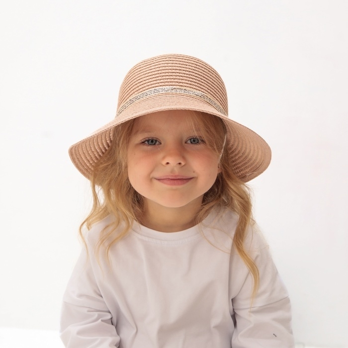 Шляпа для девочки MINAKU с бантом, цвет розовый, р-р 52 Шляпа для девочки MINAKU с бантом, цвет розовый, р-р 52