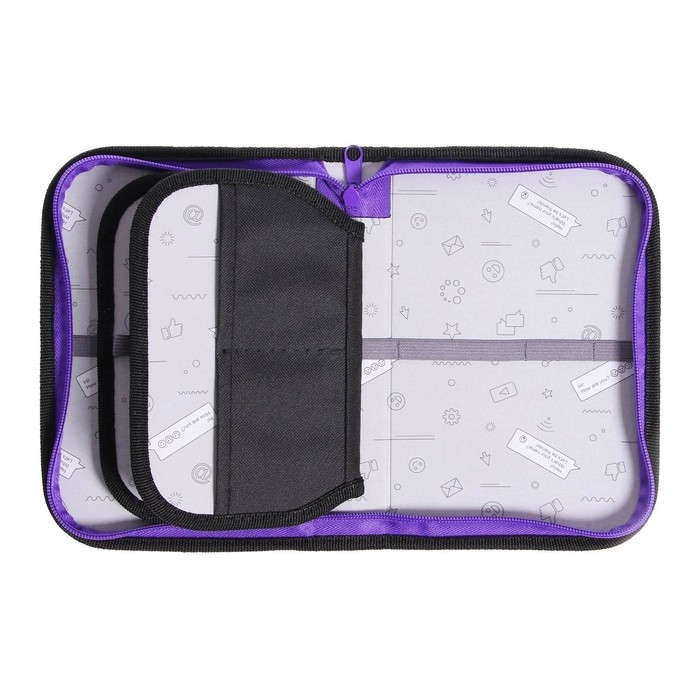 Пенал 3 секции, вкладка внутри, 140 х 210 х 40 мм, тканевый, Calligrata TOP Block Пенал 3 секции, вкладка внутри, 140 х 210 х 40 мм, тканевый, Calligrata TOP Block "Знаки"