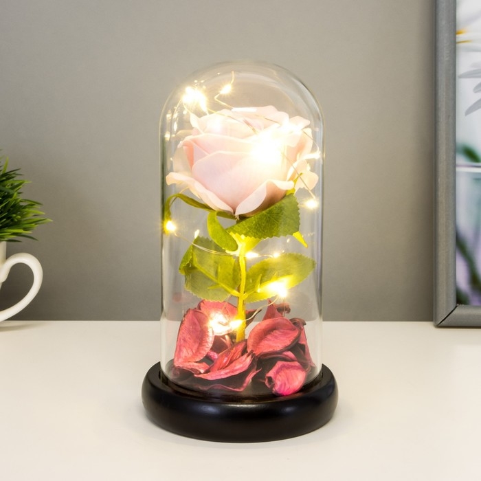 Ночник колба Ночник колба "Розовая роза" LED 3AAA 8х8х17 см RISALUX