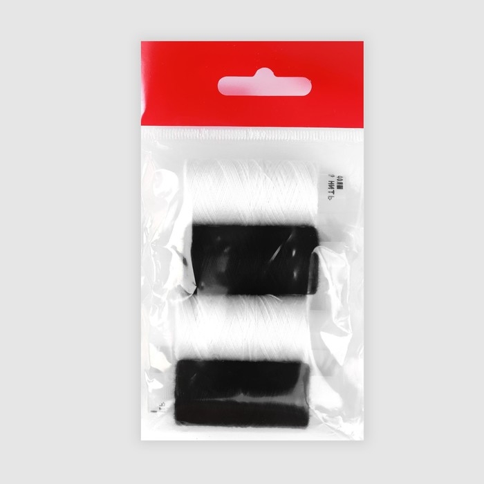 Набор ниток 40ЛШ, 170 м, 4 шт, цвет белый/чёрный Набор ниток 40ЛШ, 170 м, 4 шт, цвет белый/чёрный