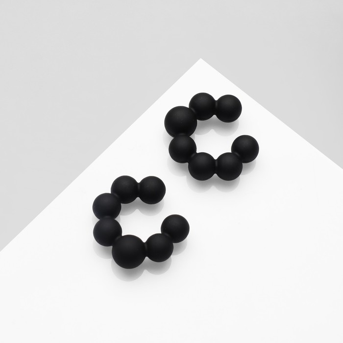 Серьги «Каффы» набор 2 шт, сферы, цвет чёрный Серьги «Каффы» набор 2 шт, сферы, цвет чёрный