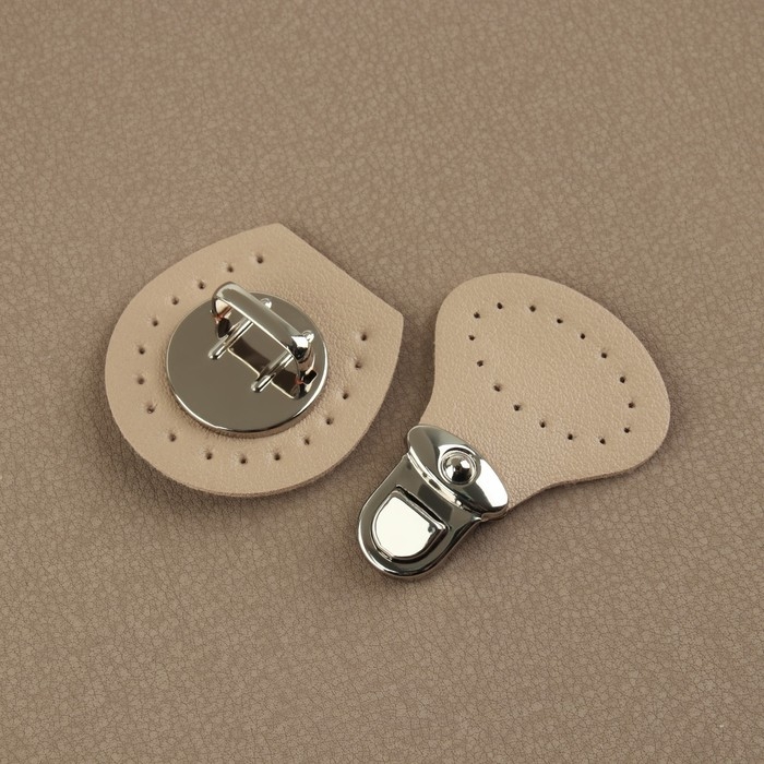 Застёжка для сумки, пришивная, 6 × 4 см, цвет бежевый/серебряный