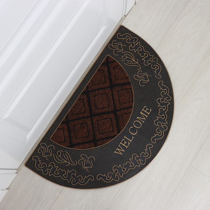 Коврик придверный полукруглый Доляна «Welcome узорный», 45×74 см Коврик придверный полукруглый Доляна «Welcome узорный», 45×74 см