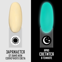 Гель лак для ногтей, «GLOW IN THE DARK», 3-х фазный, 8мл, LED/UV,люминесцентный, цвет молочный (04)
