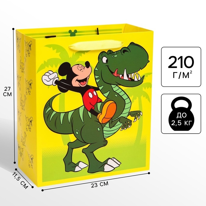 Пакет подарочный, 23х27х11.5 см, упаковка, Микки Маус