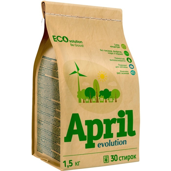Стиральный порошок April EcoSolution универсальный, автомат, 1,5 кг Стиральный порошок April EcoSolution универсальный, автомат, 1,5 кг