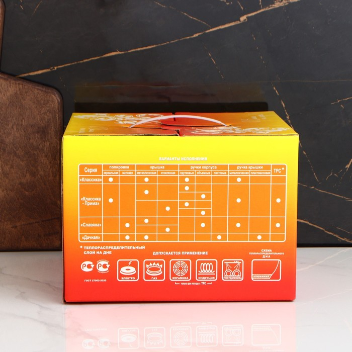 Кастрюля «Классика-прима», 2.5 л, d=20 см, капсульное дно, индукция Кастрюля «Классика-прима», 2.5 л, d=20 см, капсульное дно, индукция