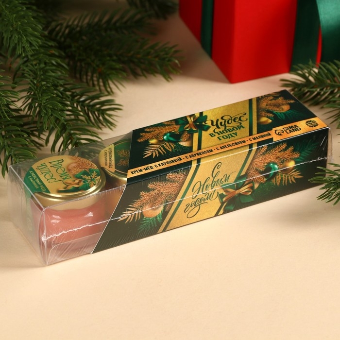 Подарочный набор: крем - мёд «Чудес», вкус: клубника, абрикос, апельсин, малина, 120 г (4 шт. x 30 г). Подарочный набор: крем - мёд «Чудес», вкус: клубника, абрикос, апельсин, малина, 120 г (4 шт. x 30 г).