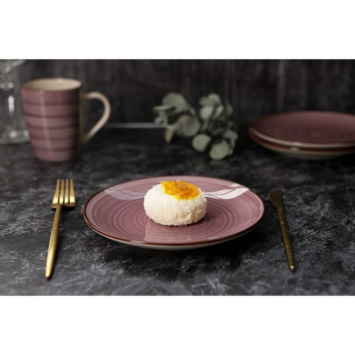 Тарелка десертная керамическая Доляна &laquo;Морской мир&raquo;, d=19 см, цвет бордовый