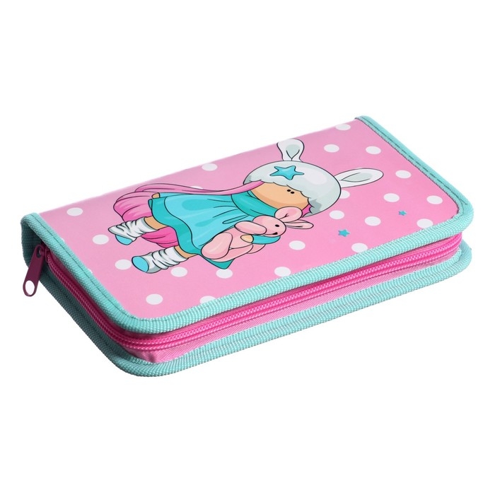 Пенал 1 секция, 115 х 205 мм, с наполнением 16 предметов, Calligrata Пенал 1 секция, 115 х 205 мм, с наполнением 16 предметов, Calligrata "Девочка" ламинированный картон, 30П26/set