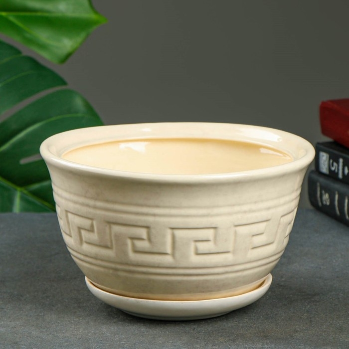 Горшок цветочный Меандр №2 2л 14*21см 1сорт белый МИКС Горшок цветочный Меандр №2 2л 14*21см 1сорт белый МИКС