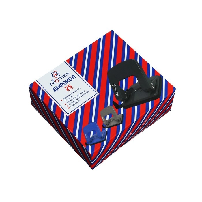 Дырокол металлический 25 листов, Attomex, форматная линейка, чёрный Дырокол металлический 25 листов, Attomex, форматная линейка, чёрный