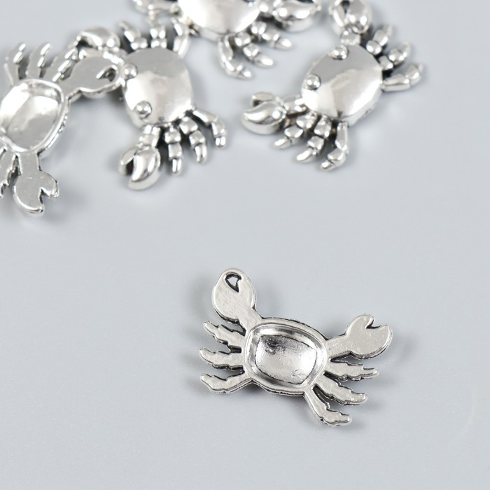 Декор для творчества металл Декор для творчества металл "Крабик" набор 6 шт серебро 1,6х2,3 см