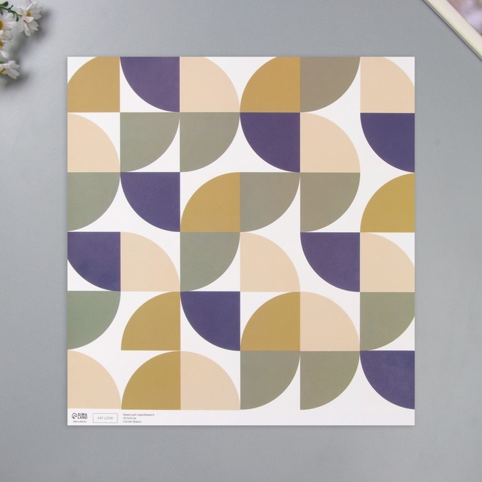 Бумага для скрапбукинга двусторонняя Бумага для скрапбукинга двусторонняя "Змейка и яркие круги" плотность 180 гр набор 5 шт 30,5х32 см