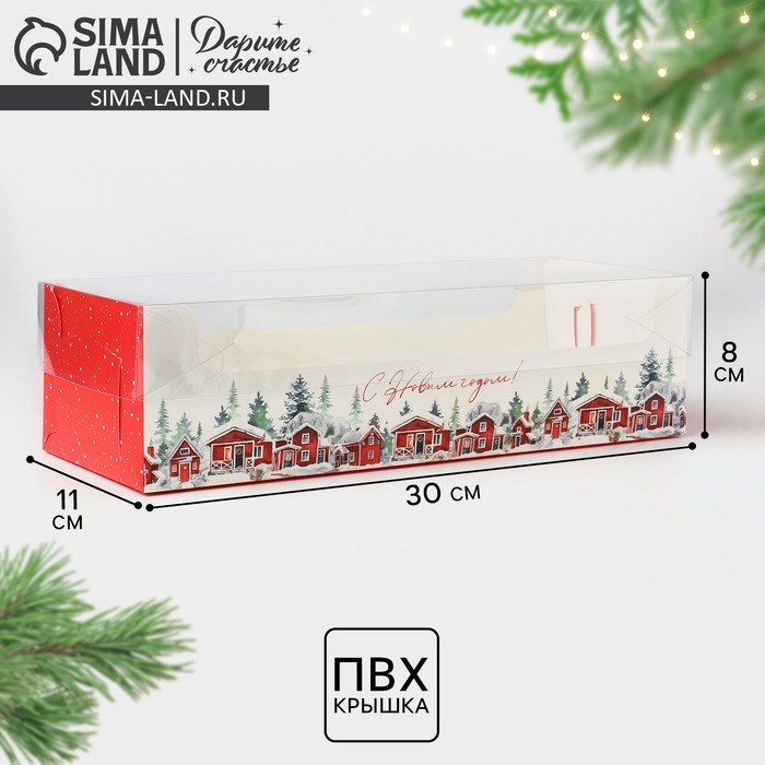 Коробка для кондитерских изделий с пластиковой крышкой «Сказка в городе», 30 х 8 х 11 см, Новый год Коробка для кондитерских изделий с пластиковой крышкой «Сказка в городе», 30 х 8 х 11 см, Новый год