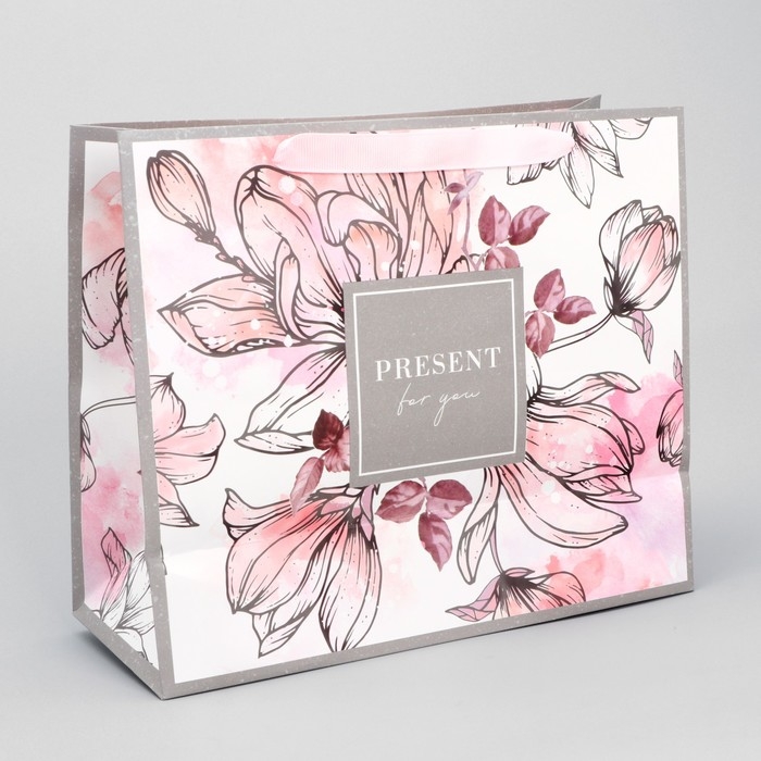 Пакет подарочный ламинированный горизонтальный, упаковка, &laquo;Present for you&raquo;, ML 27 х 23 х 11,5 см