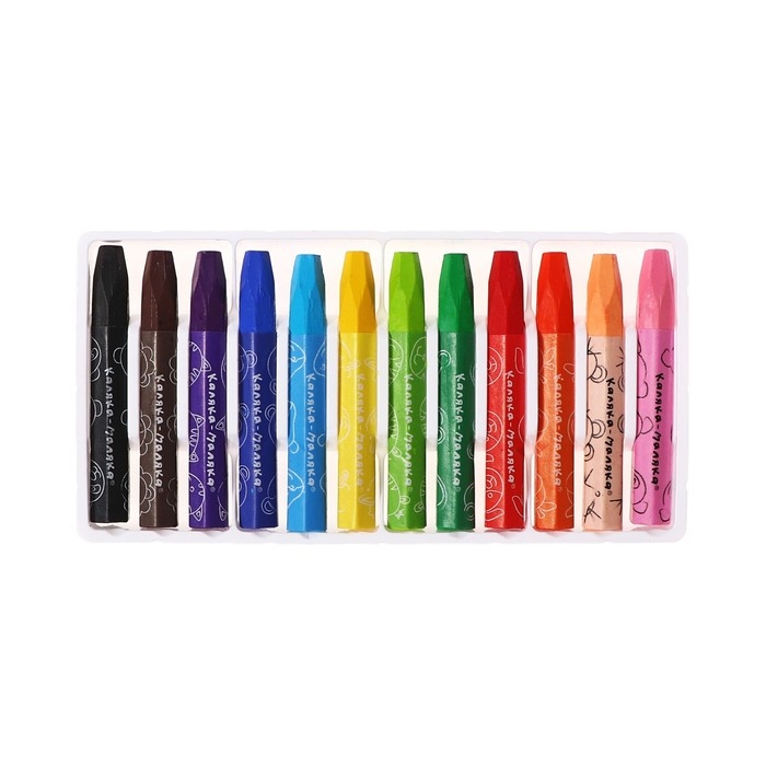 Пастель масляная 12 цветов  Пастель масляная 12 цветов "Каляка-Маляка", утолщенная, 11 мм, шестигранная