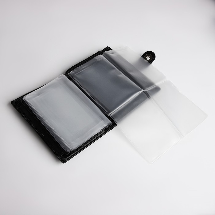 Портмоне мужское на магните, 3 в 1, для купюр, автодокументов и паспорта, цвет чёрный Портмоне мужское на магните, 3 в 1, для купюр, автодокументов и паспорта, цвет чёрный