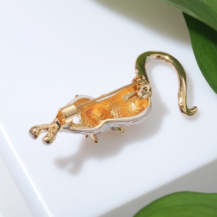 Брошь «Кошка» грация, цвет матовый белый в золоте Брошь «Кошка» грация, цвет матовый белый в золоте