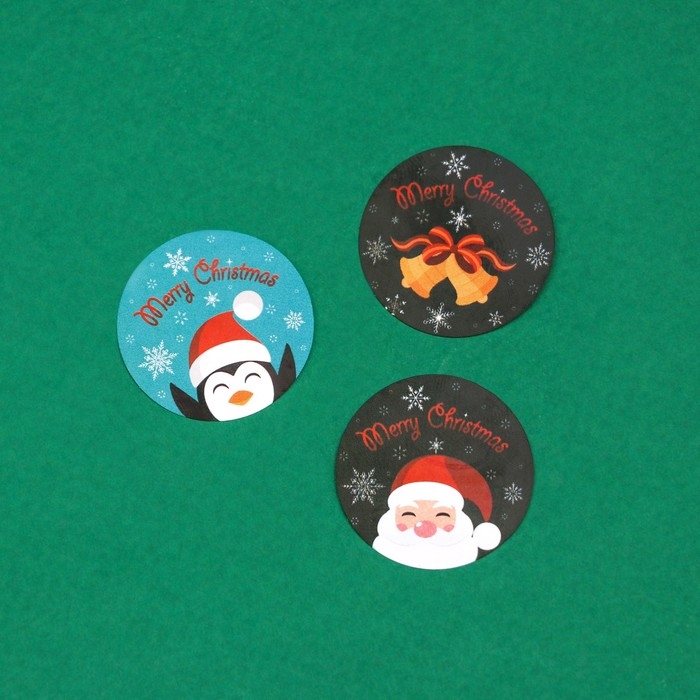 Новый год. Наклейки новогодние в рулоне Новый год. Наклейки новогодние в рулоне "Новогодняя ночь", 500 шт, 2,5 х 2,5 см.