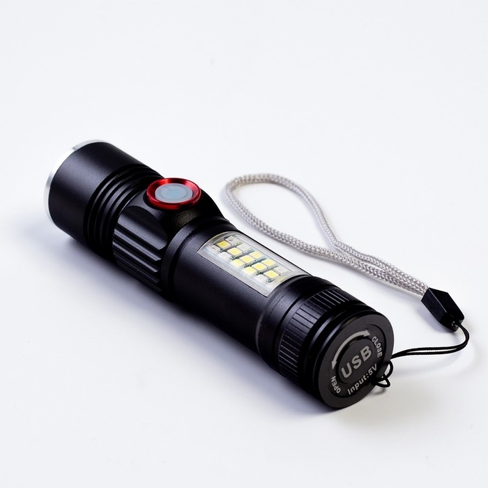 Фонарь ручной аккумуляторный, 10 Вт, 2200 мАч, P60, IPX45, zoom, 5 режимов, индикатор заряда Фонарь ручной аккумуляторный, 10 Вт, 2200 мАч, P60, IPX45, zoom, 5 режимов, индикатор заряда