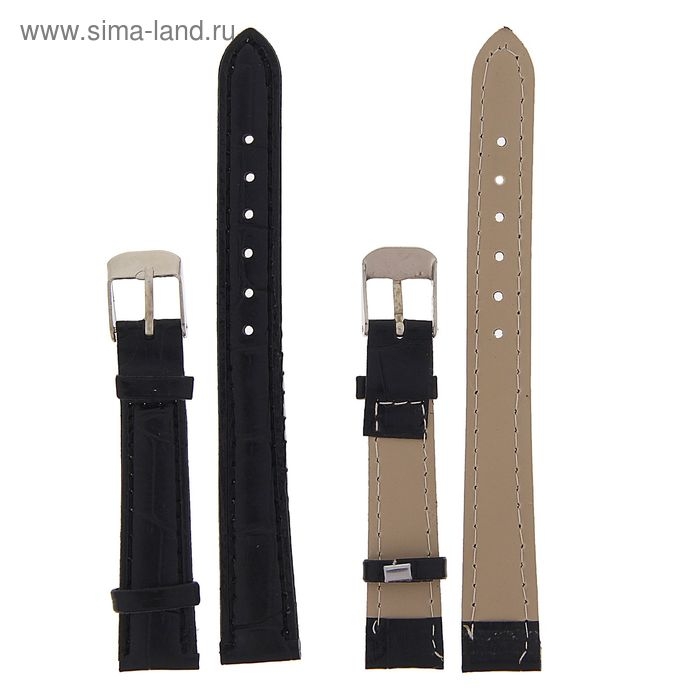 Ремешок для часов Ремешок для часов "Соломон", 14 мм, экокожа, l-19 см, черный