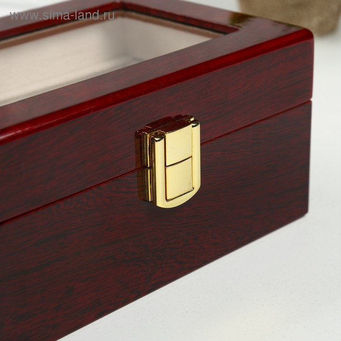 Шкатулка дерево под часы 3 отделения  Шкатулка дерево под часы 3 отделения "Красно-коричневая" лак 8х16,5х11 см