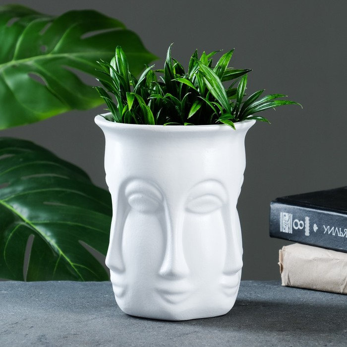 Кашпо - органайзер «Аделия» белое, 1л/ 16х13см Кашпо - органайзер «Аделия» белое, 1л/ 16х13см