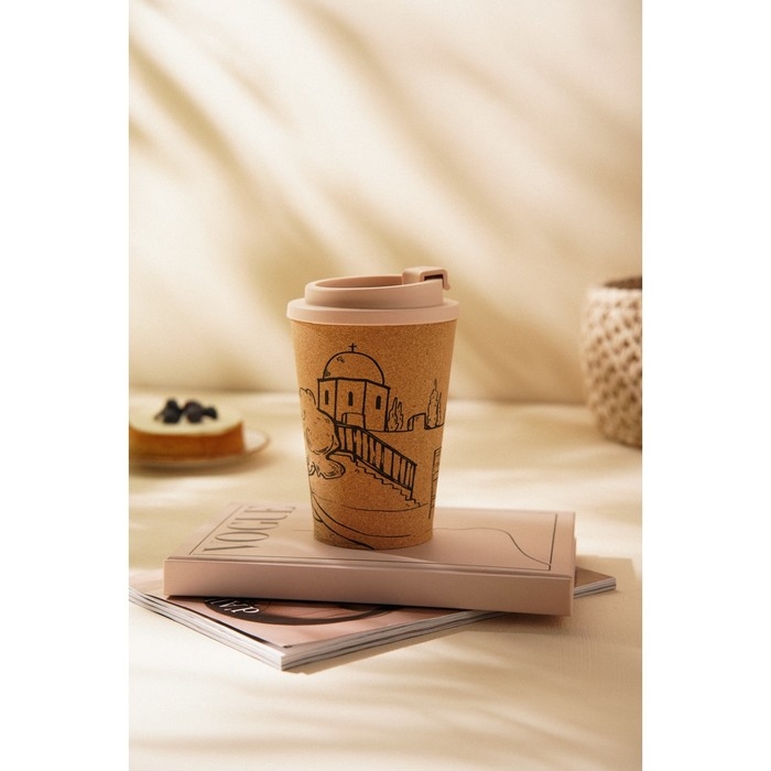 Стакан для кофе с крышкой SL Home «Тира», пробковый, 350 мл, 9,5×9,5×14,5 см, цвет бежевый Стакан для кофе с крышкой SL Home «Тира», пробковый, 350 мл, 9,5×9,5×14,5 см, цвет бежевый