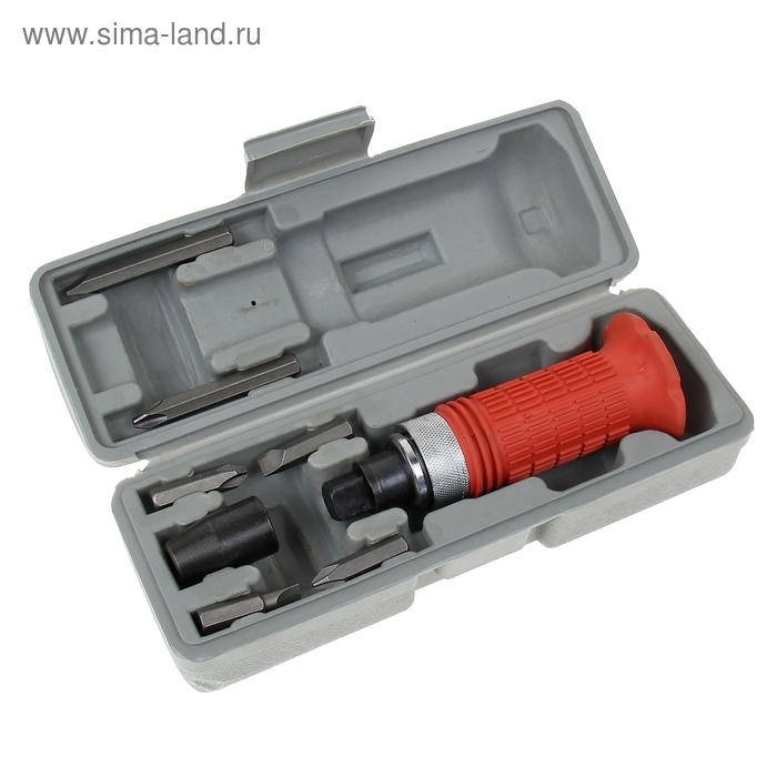 Отвертка MATRIX, ударно-поворотная 1/2, с набором бит 6 шт., обрезиненная рукоятка, кейс Отвертка MATRIX, ударно-поворотная 1/2, с набором бит 6 шт., обрезиненная рукоятка, кейс