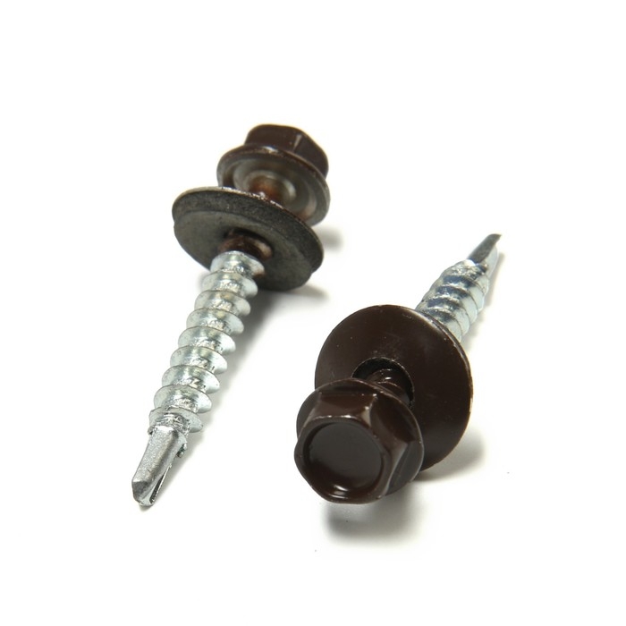 Саморезы кровельные 4,8х35 мм, RAL8017 цвет коричневый, 250 шт. Саморезы кровельные 4,8х35 мм, RAL8017 цвет коричневый, 250 шт.