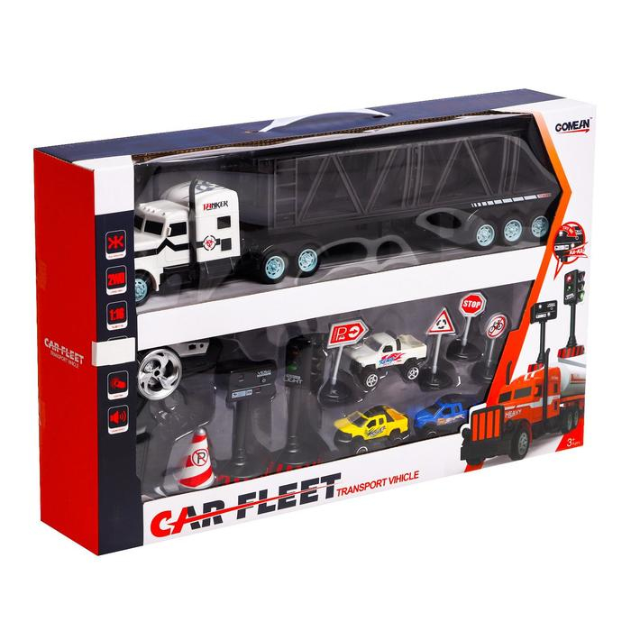 Грузовик радиоуправляемый «Автовоз», с машинками, светофором и дорожными знаками Грузовик радиоуправляемый «Автовоз», с машинками, светофором и дорожными знаками