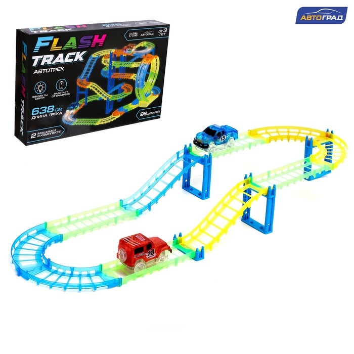 Автотрек Flash Track, с 2 машинками, 638 см, работает от батареек Автотрек Flash Track, с 2 машинками, 638 см, работает от батареек