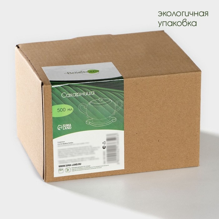 Сахарница фарфоровая на бамбуковой подставке BellaTenero, 500 мл, цвет белый Сахарница фарфоровая на бамбуковой подставке BellaTenero, 500 мл, цвет белый