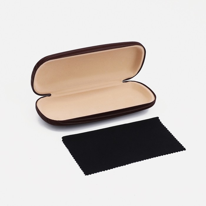 Футляр для очков на хлопушке, длина 16 см, цвет коричневый Футляр для очков на хлопушке, длина 16 см, цвет коричневый