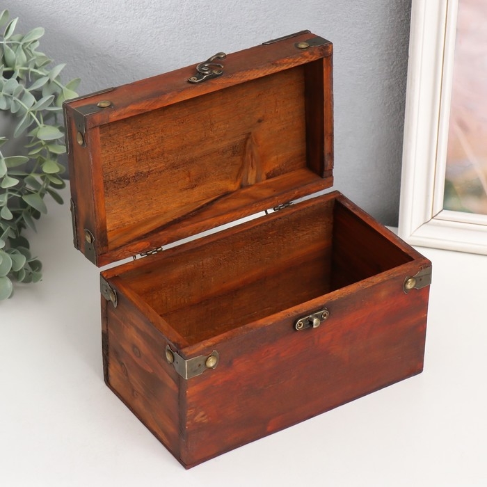 Шкатулка дерево сундучок Шкатулка дерево сундучок "С уголками" набор 2 шт 15х9х7,5 20х11,5х13 см