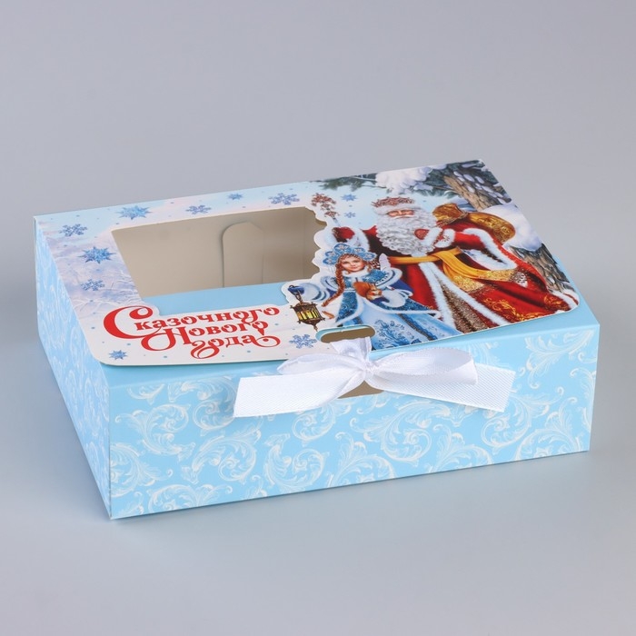 Коробка новогодняя складная «Дед Мороз и Снегурочка» 16.5 х 12.5 х 5 см, Новый год