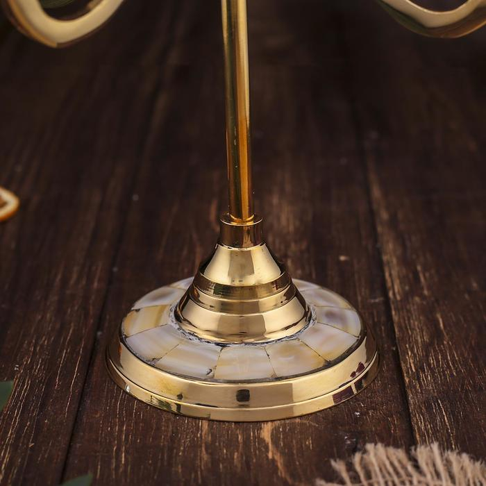 Подсвечник латунь на 5 свечей Подсвечник латунь на 5 свечей "Дворцовые тайны" 20 см. перламутр