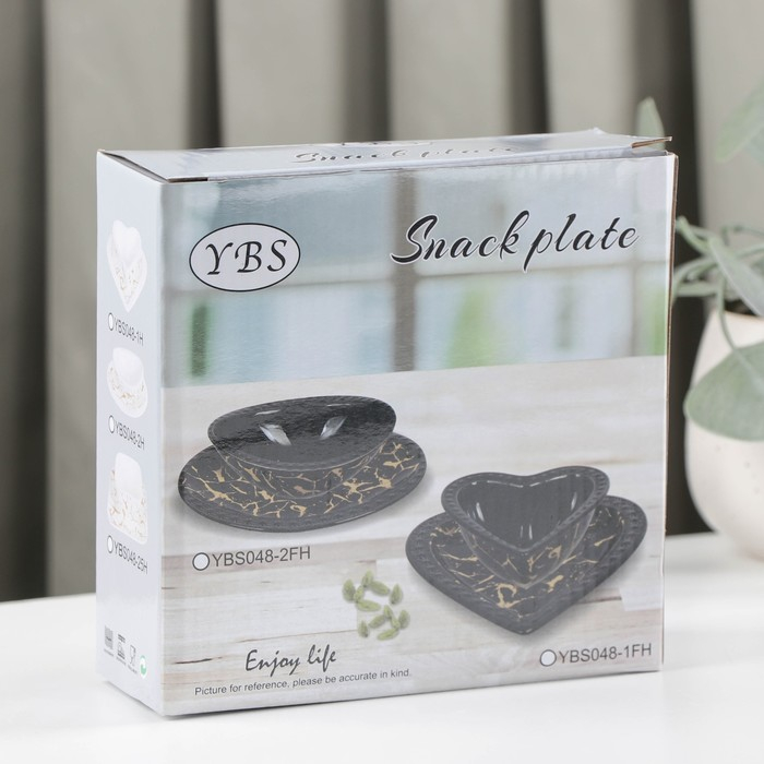 Набор керамический столовый «Марбл», 2 предмета: салатник 150 мл, блюдо 16,5×17×2 см, цвет белый Набор керамический столовый «Марбл», 2 предмета: салатник 150 мл, блюдо 16,5×17×2 см, цвет белый