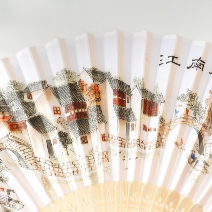 Веер дерево, текстиль h=21 см  Веер дерево, текстиль h=21 см "Город" цветной, с кисточкой