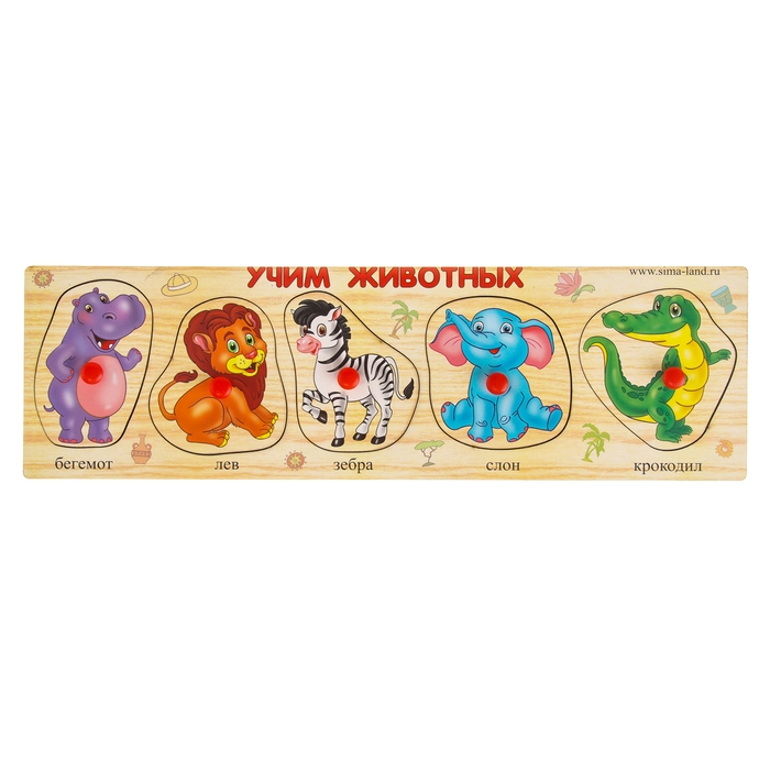 Рамка - вкладыш  Рамка - вкладыш "Учим животных", 5 элементов