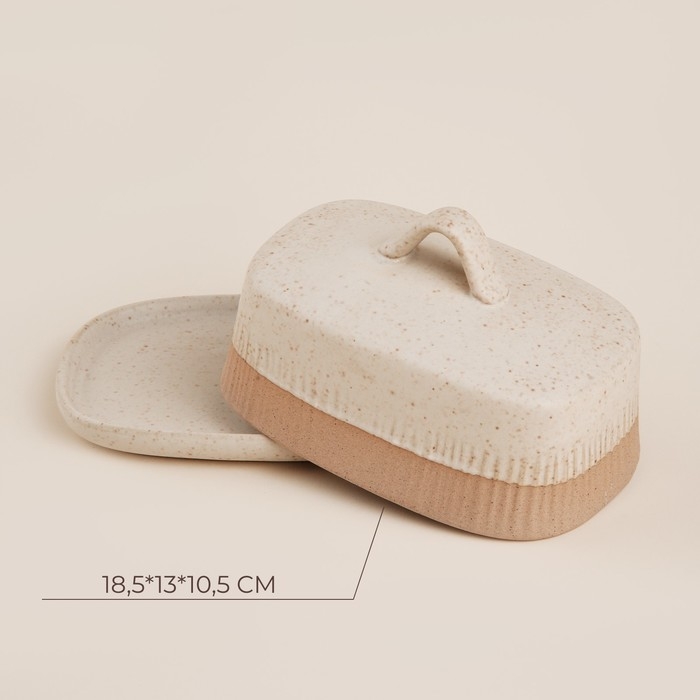 Маслёнка керамическая SL Home «Виенто», 18,5×13×10,5 см, цвет бежевый Маслёнка керамическая SL Home «Виенто», 18,5×13×10,5 см, цвет бежевый
