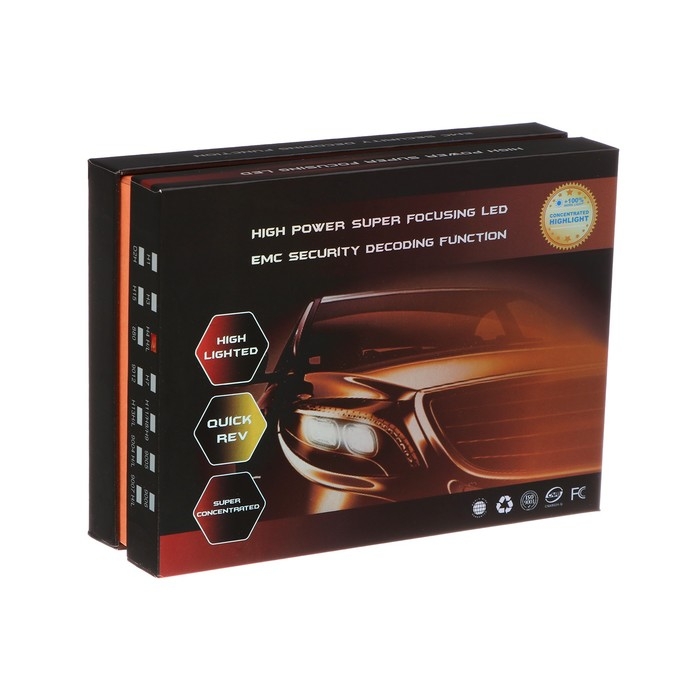 Автолампа светодиодная Н4, 12 В, 30 Вт,  2160 Лм, провод 20 см, свет белый, 2 шт Автолампа светодиодная Н4, 12 В, 30 Вт,  2160 Лм, провод 20 см, свет белый, 2 шт