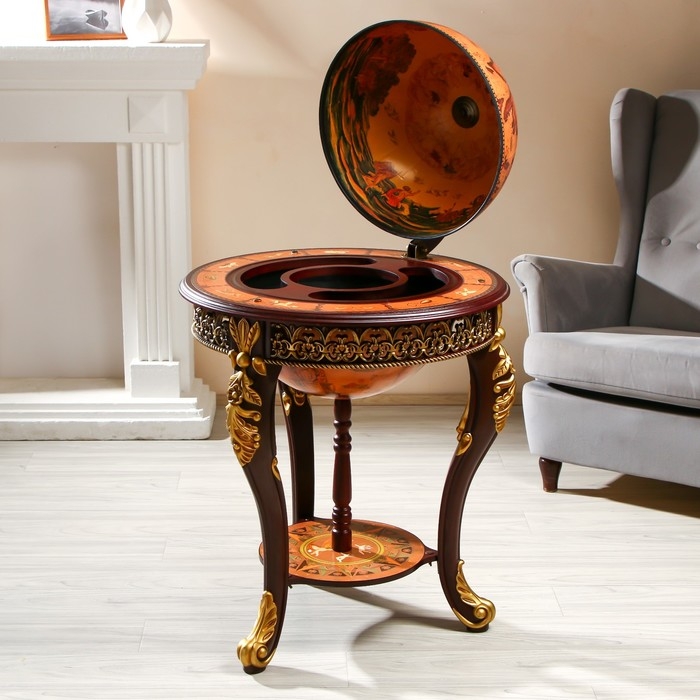 Глобус бар декоративный Глобус бар декоративный "Винтажная карта" узорные ножки 60,4х60,4х104 см