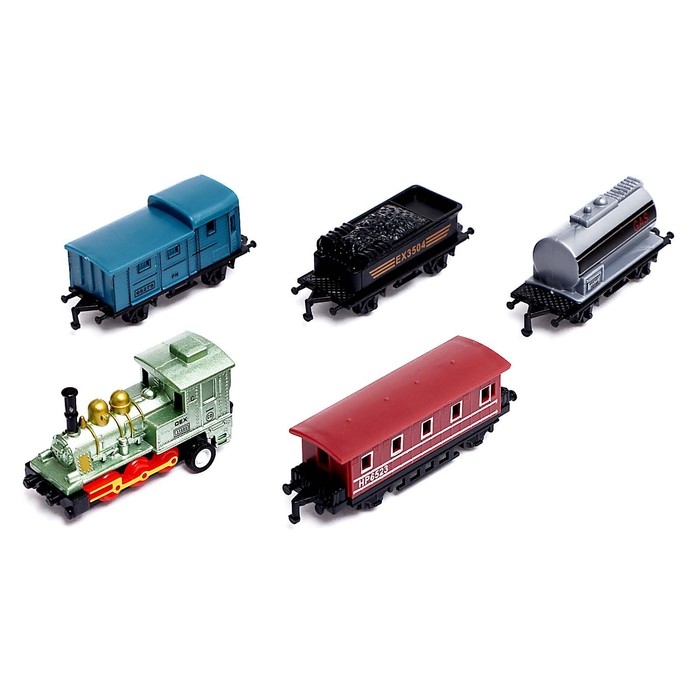 Поезд металлический «Классика», с 4 вагонами, инерция, МИКС Поезд металлический «Классика», с 4 вагонами, инерция, МИКС