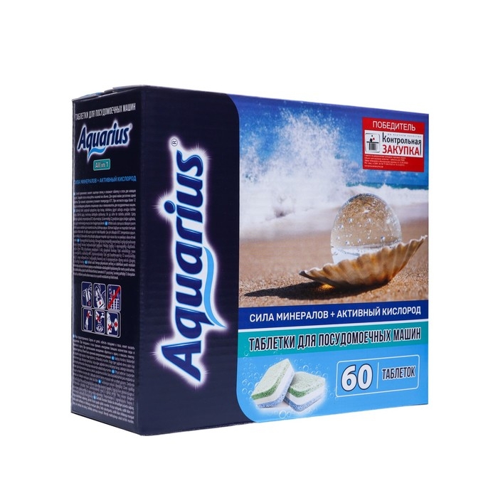 Таблетки для ПММ  Таблетки для ПММ "Aquarius" Сила Минералов + Активный Кислород, 60 шт