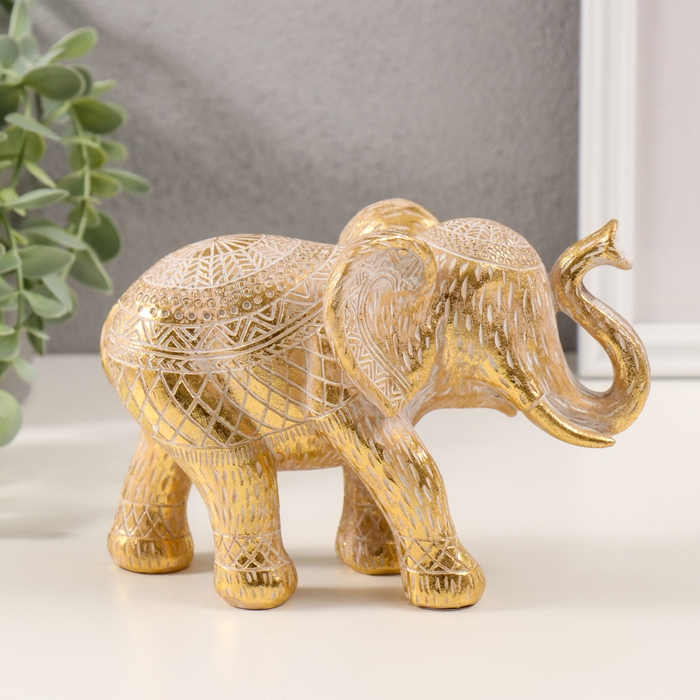 Сувенир полистоун Сувенир полистоун "Слон. Этнические узоры" золото 17х5х11 см