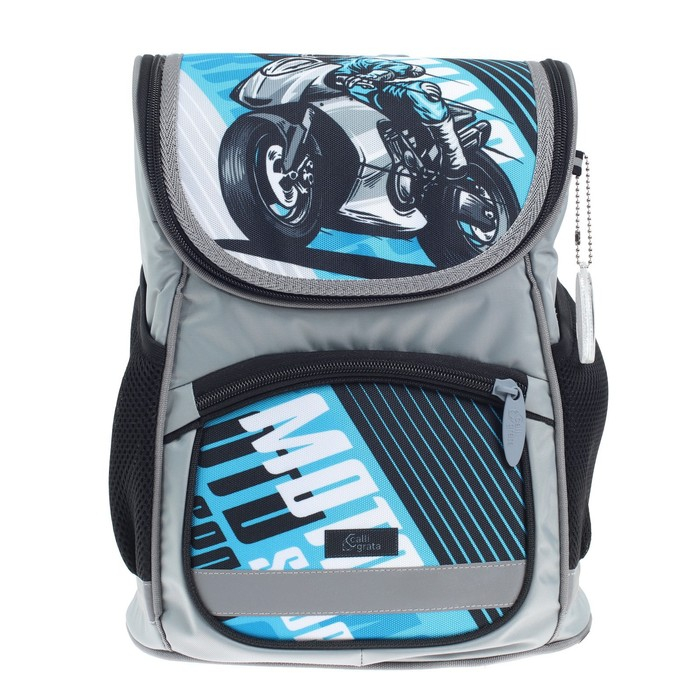 Ранец школьный Стандарт, 36 х 26 х 16 см, + мешок для обуви 40 х 32 см, Сalligrata П Ранец школьный Стандарт, 36 х 26 х 16 см, + мешок для обуви 40 х 32 см, Сalligrata П "Мото", серый