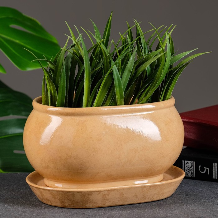 Горшок цветочный Танго№3 1,1л 15*10*10см бежевый Горшок цветочный Танго№3 1,1л 15*10*10см бежевый