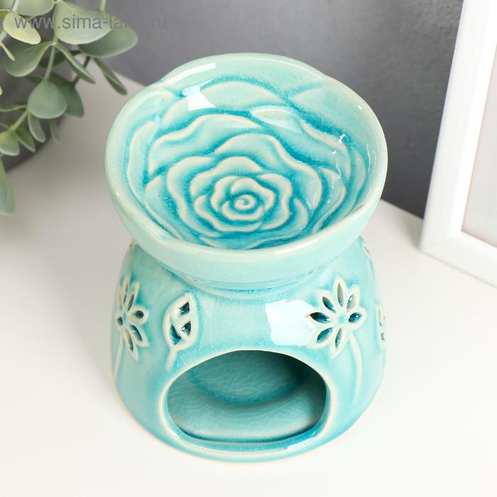 Аромалампа керамика Аромалампа керамика "Лотосы" голубая 11,2х10х10 см